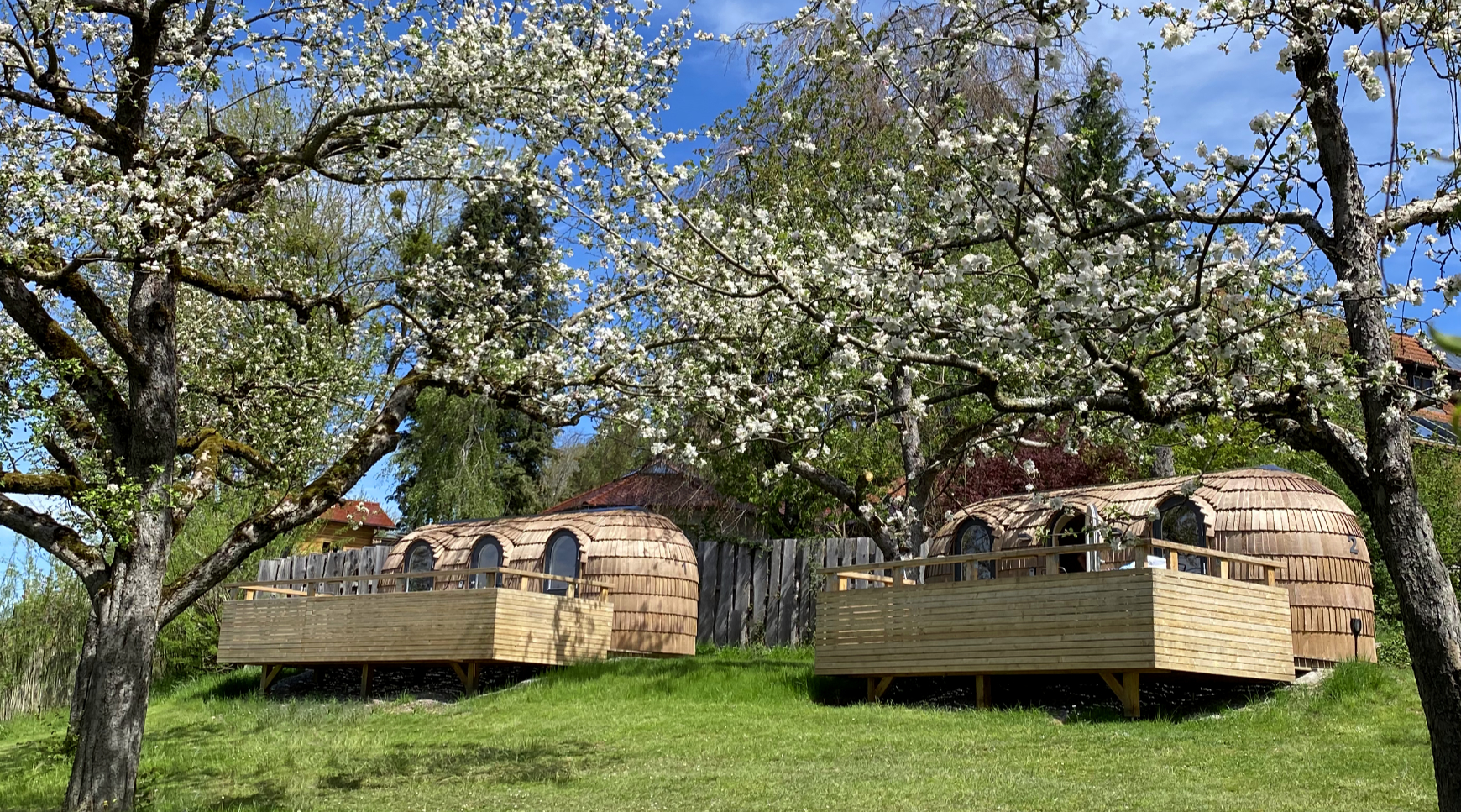 IGLUCAMPING Röhrenmoos Haus 1 und 2 in der Obstblüte